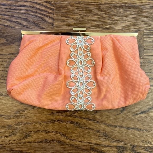 MUDPIE NWT Peach Clutch - Picture 5 of 9